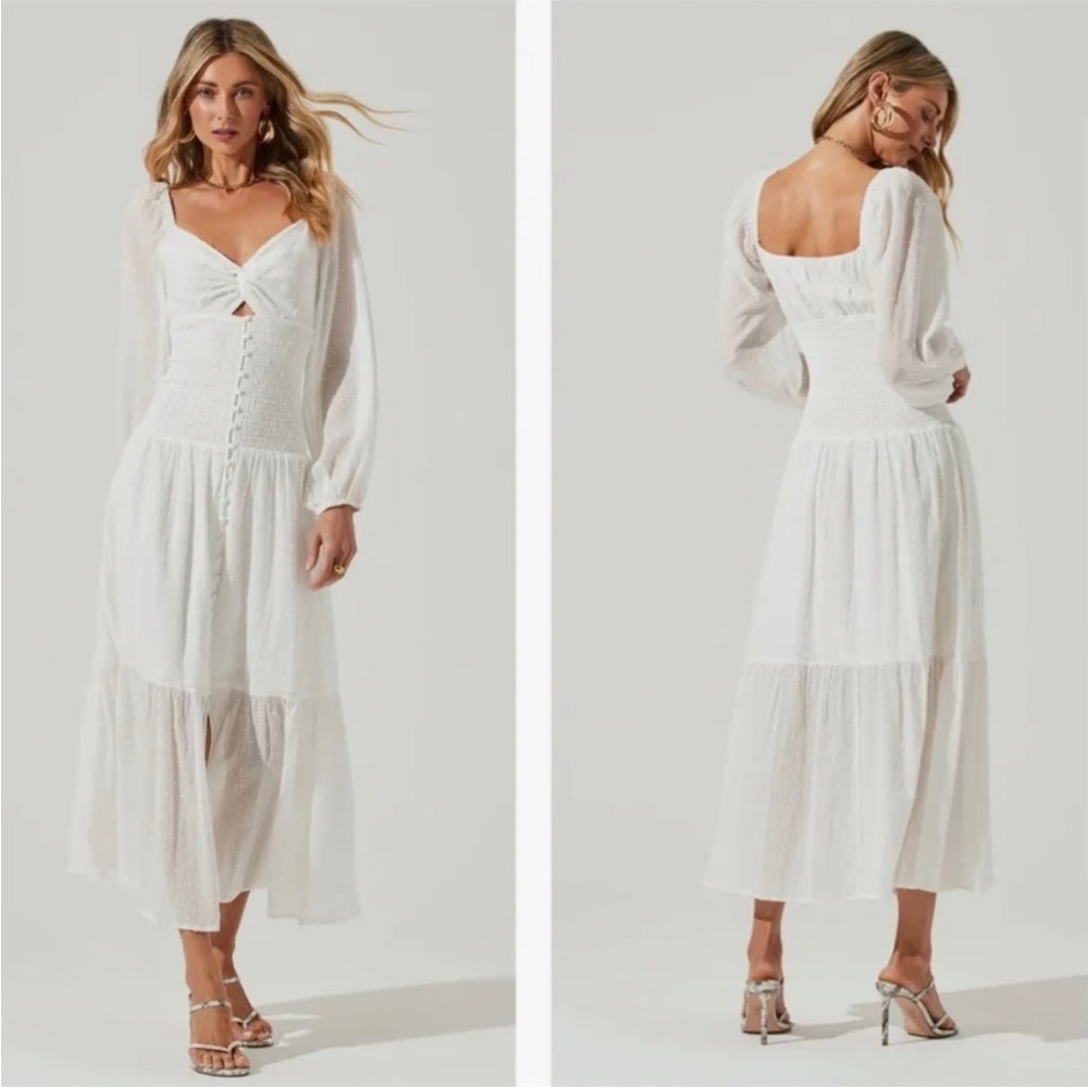 ASTR the Label Twist Bust Long Sleeve Midi Dress size small